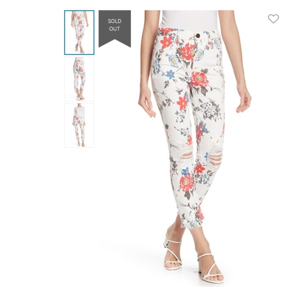 Show Me Mumu Floral Ankle Cropped Jeans size 25 - Picture 2 of 3